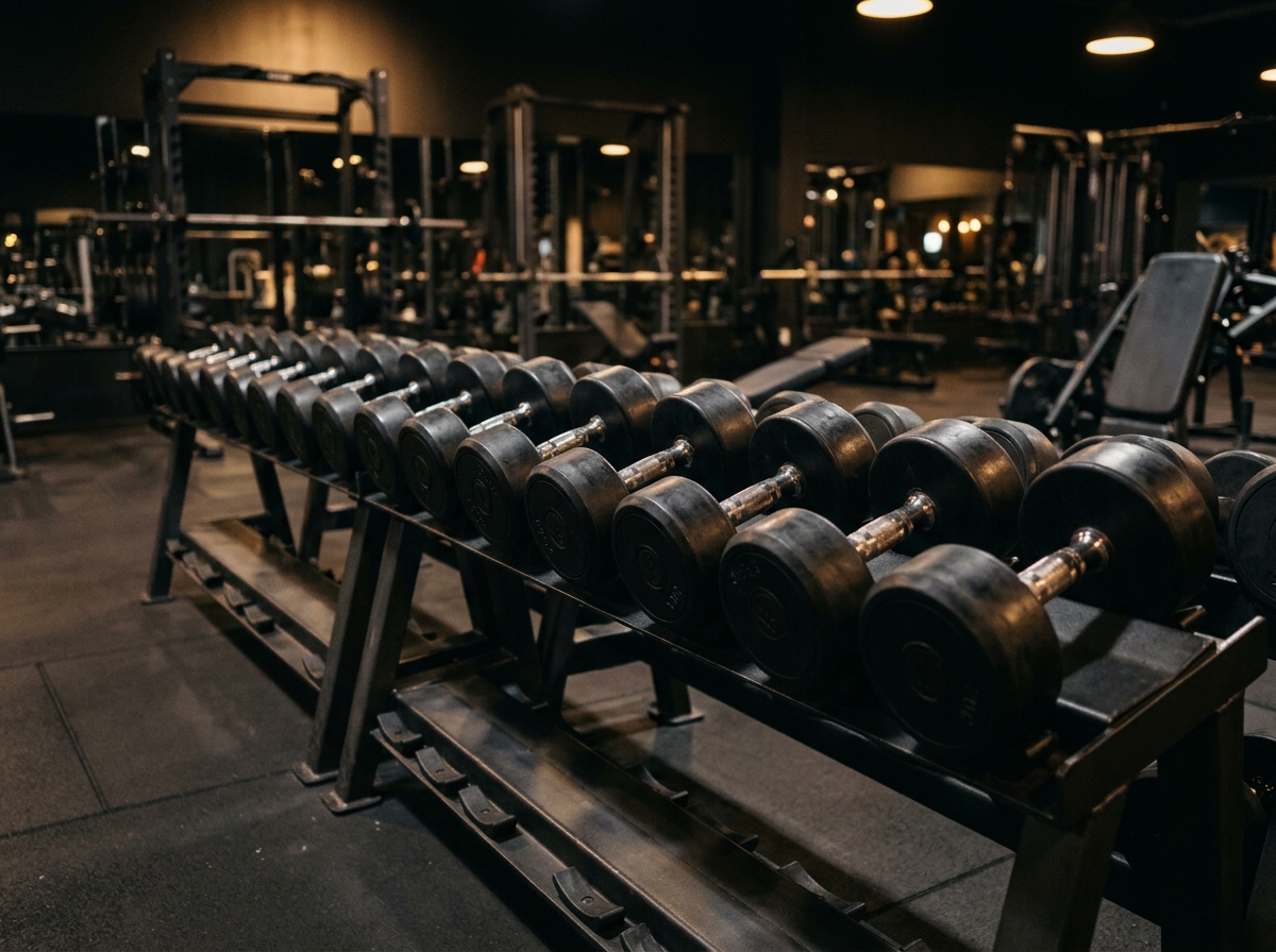 Dumbbells and free weights rack