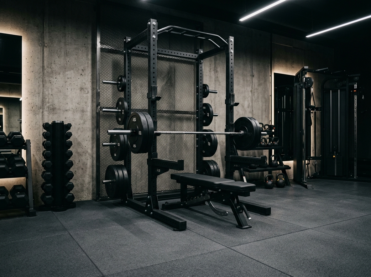 Power rack and bench training area