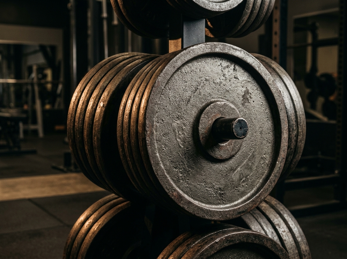 Bobby Gym iron barbell weight plates setup